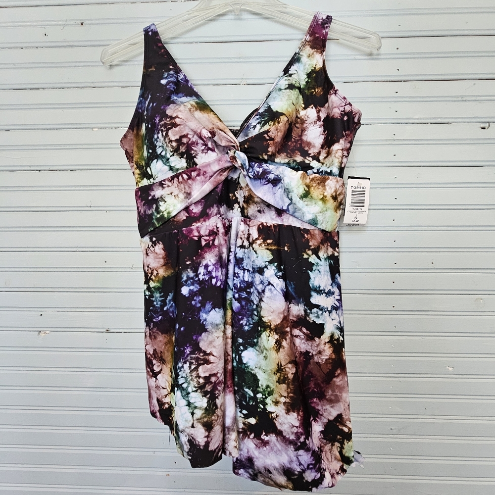 Tie-Dye Twist Front One-Piece Swimsuit - Multicolor